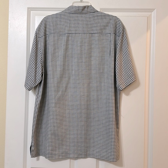 Tommy Bahama Blue Checkered Short Sleeve 100% Silk Men’s Button Up Shirt, Medium - Picture 4 of 12